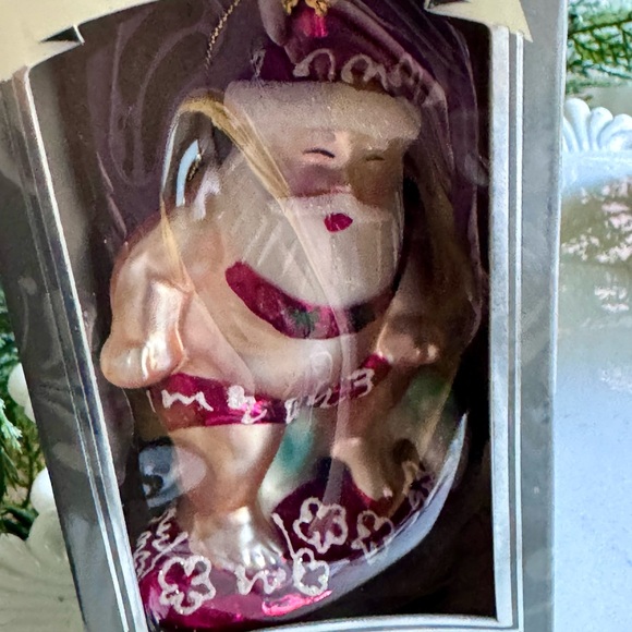 NIB! Santa Paddle Christmas Glass Ornament - Picture 1 of 7